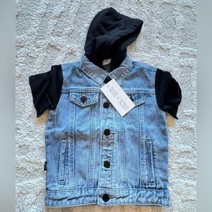 Olive and scout denim hooded short sleeve jacket